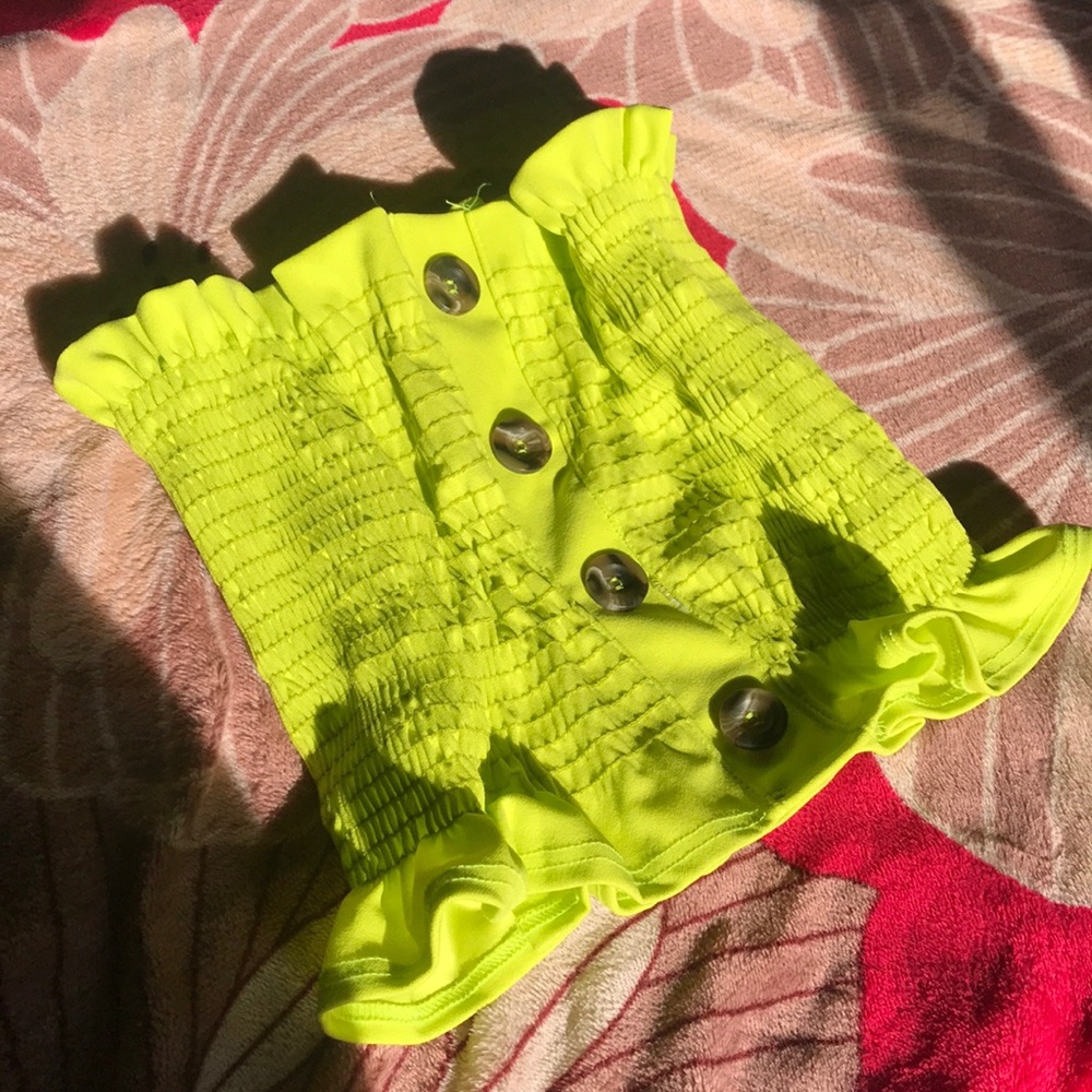 Bright yellow crop top